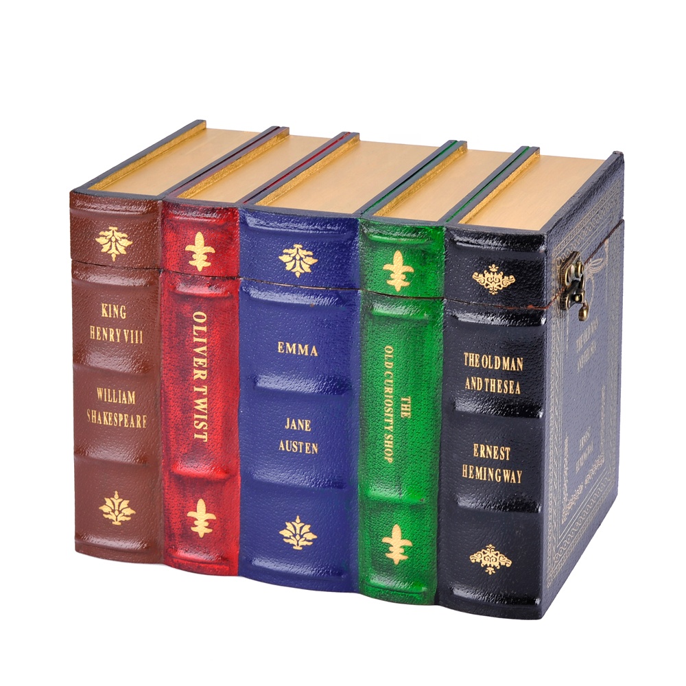 Деревянная коробка в форме книги для украшения дома