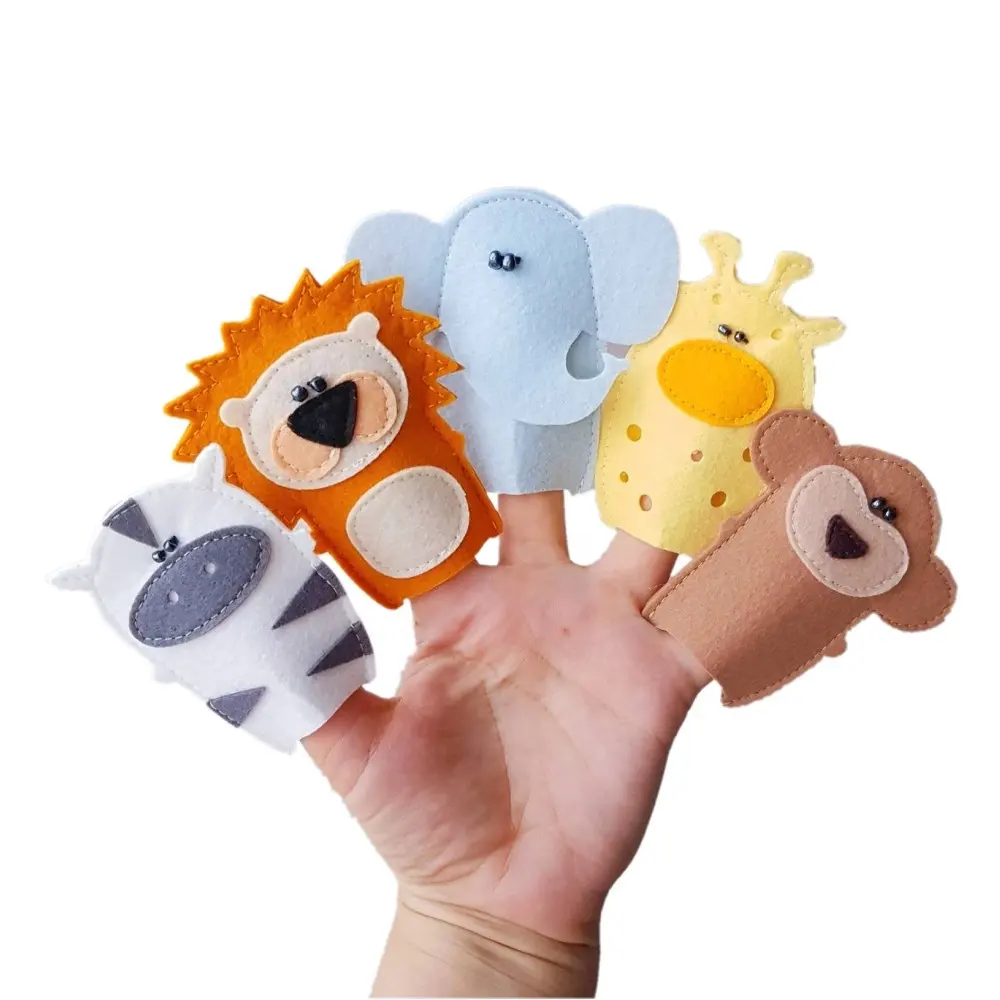 Custom Small Baby Educational Toy Lovely Felt Jungle Animals Finger Puppets