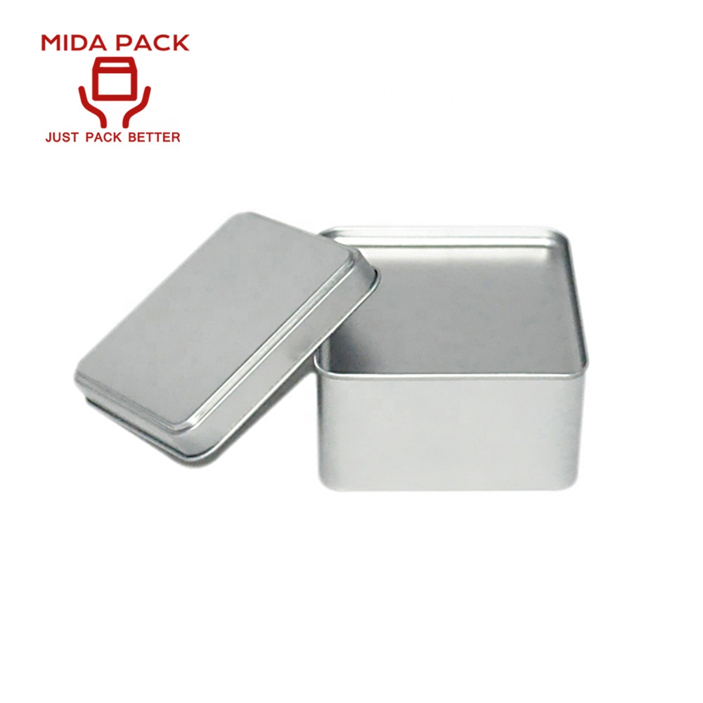 Custom label seed packet storage tin square tea gift silver tin box