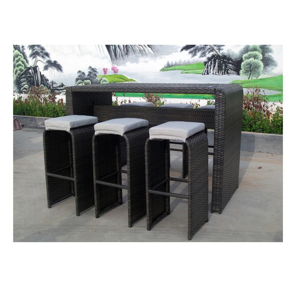 High quality Hot sale Modern design bar aluminium poly rattan bar furniture table and chair set