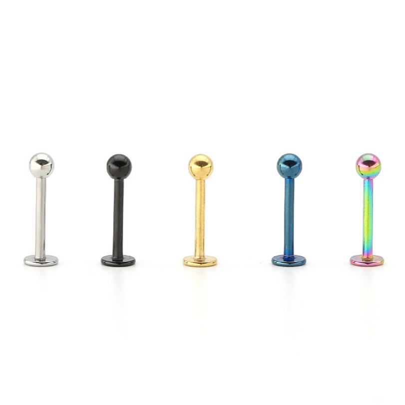 316l stainless steel internally threaded labret piercing jewelry