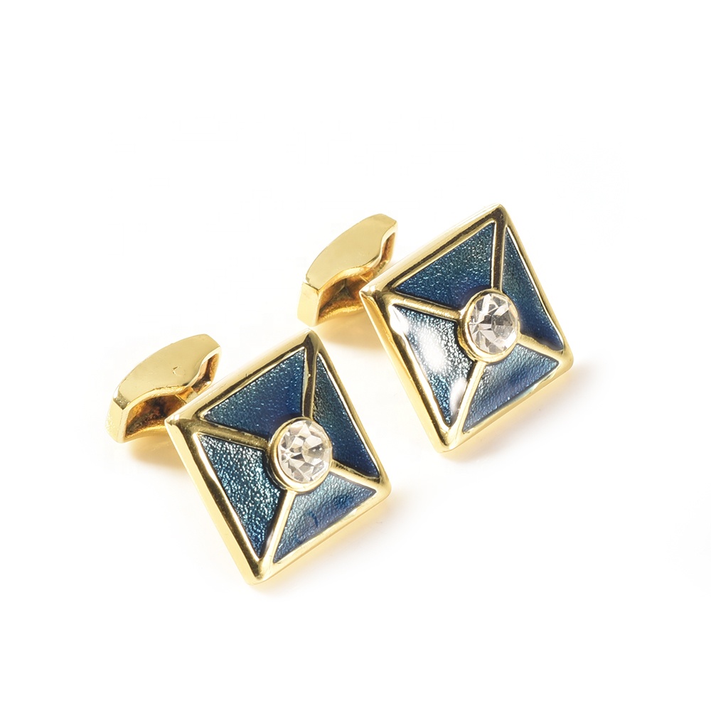 Wollet High Quality Multi-Color Plated Big Zircon 316L Stainless Steel Cufflink For Men Women