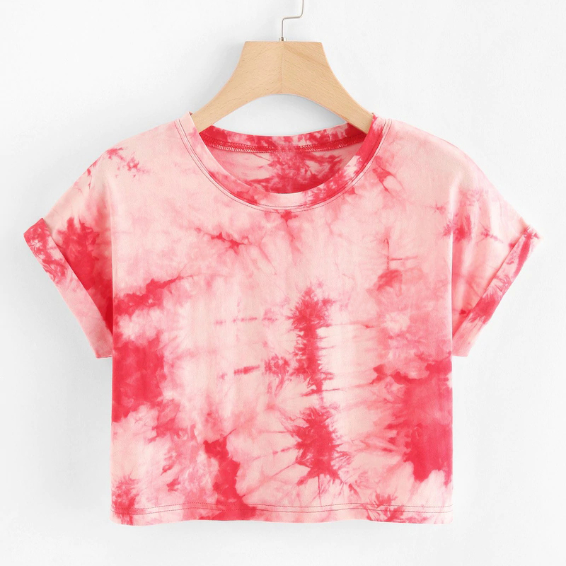 Детская одежда летняя футболка на заказ с короткими рукавами и принтом «tie dye» для девочек