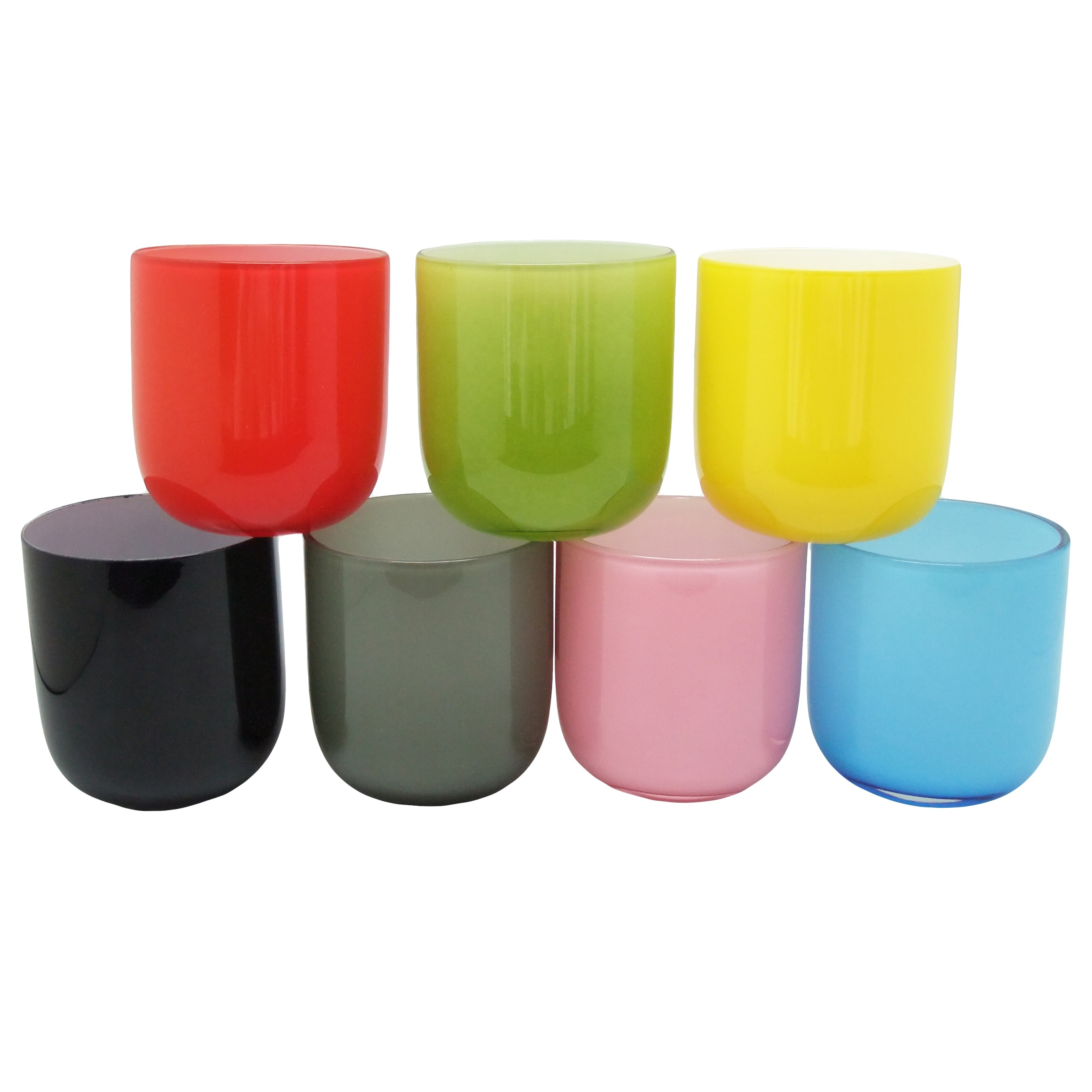 hand made 8oz colored glass candle jars with lid hand blown HAODEXIN wholesale color glass cups