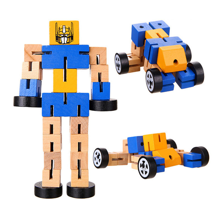 Wood Robot Wooden Children's Toys And More Mobile Multifunction Shelves Cube toys robot toy