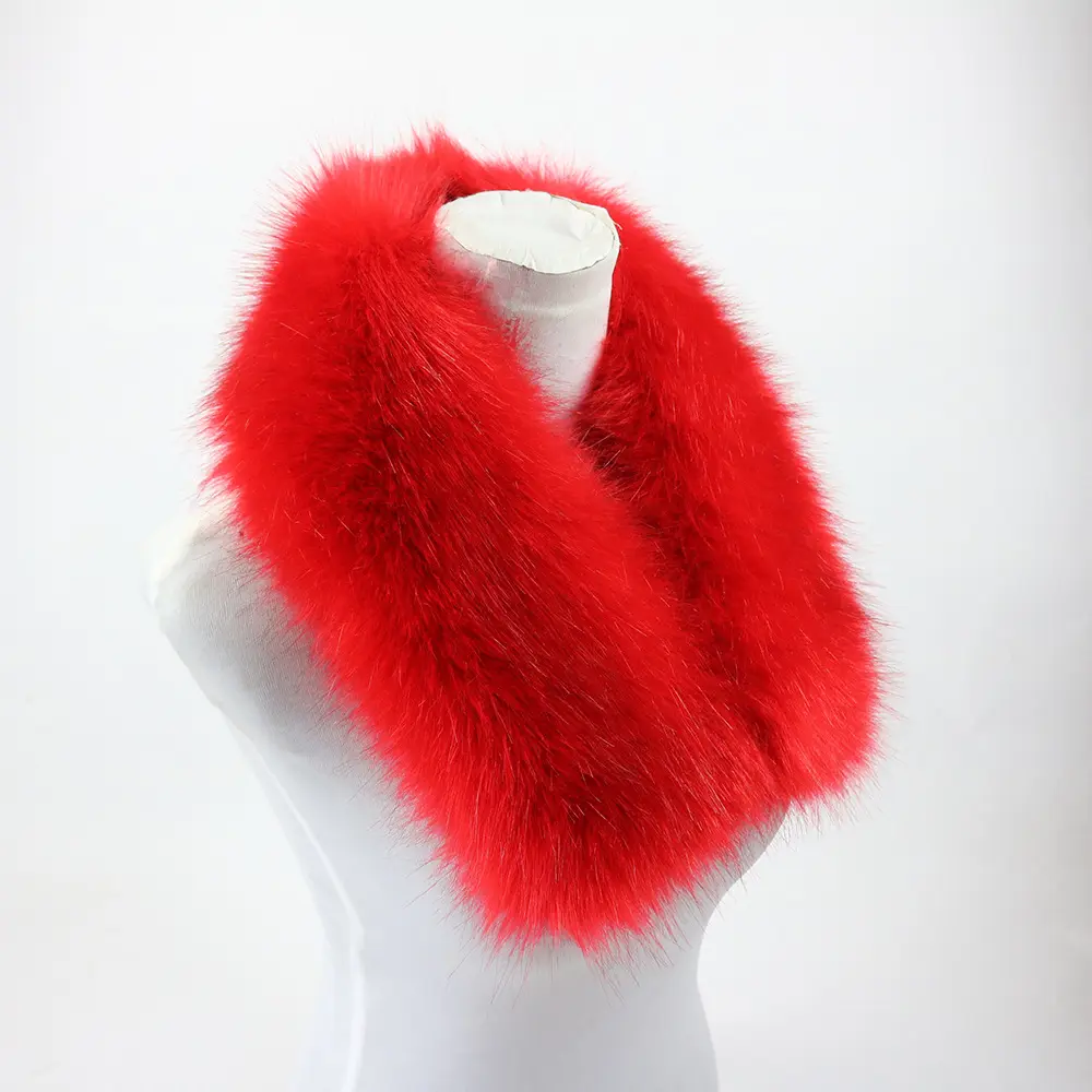 2022 Custom Men Women Winter Warm Faux Fox Raccoon Fur Collar Stole Long Scarf Shawl