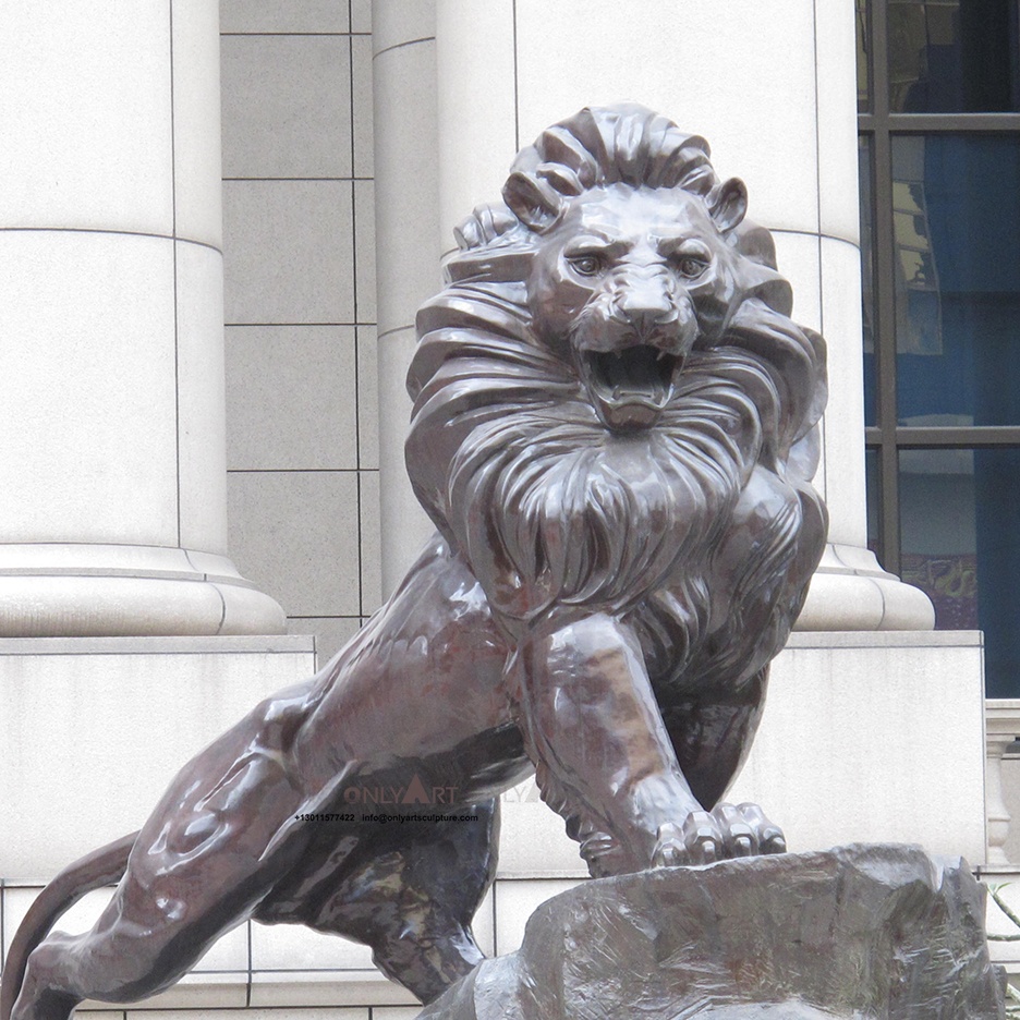 Bronze art & roaring foundry front door Life size bronze lion statue for outdoor