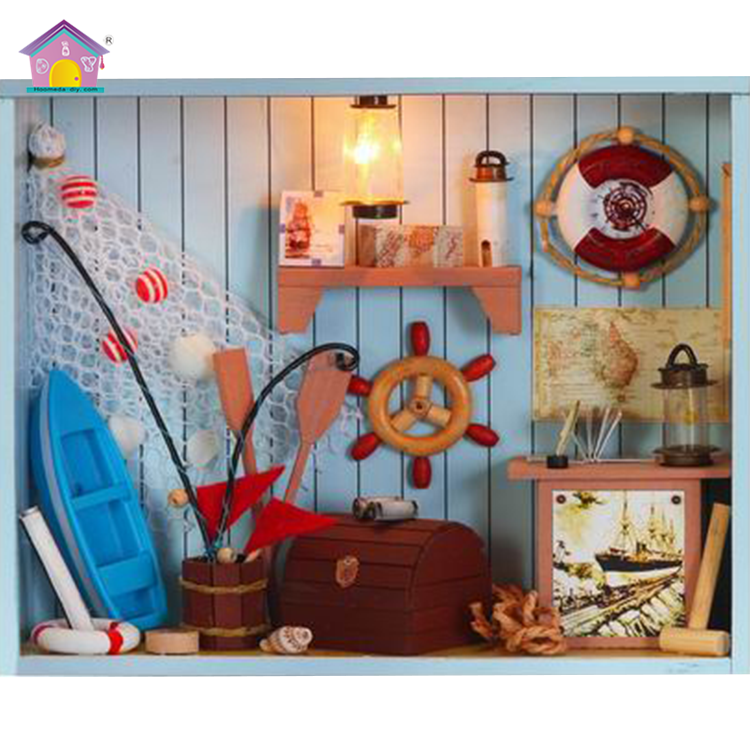 Собранный DIY Деревянный Мини-магазин для моря магазин кукольного домика