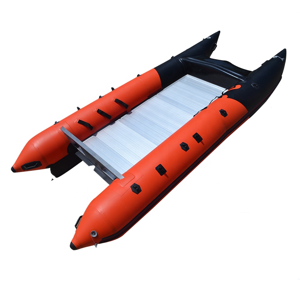 CE wholesale aluminum floor inflatable fishing catamaran boat for sale