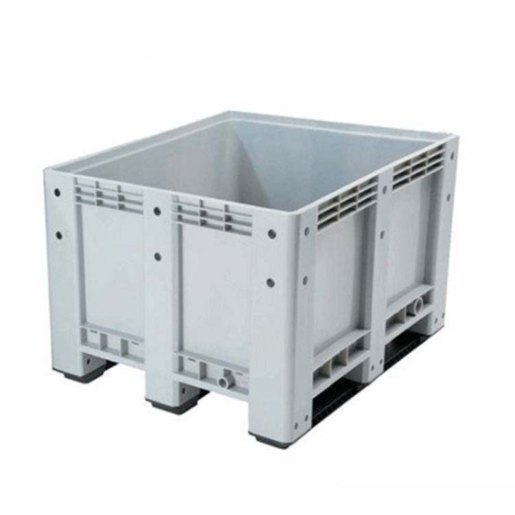 Solid plastic box packaging plastic pallet container with wheel