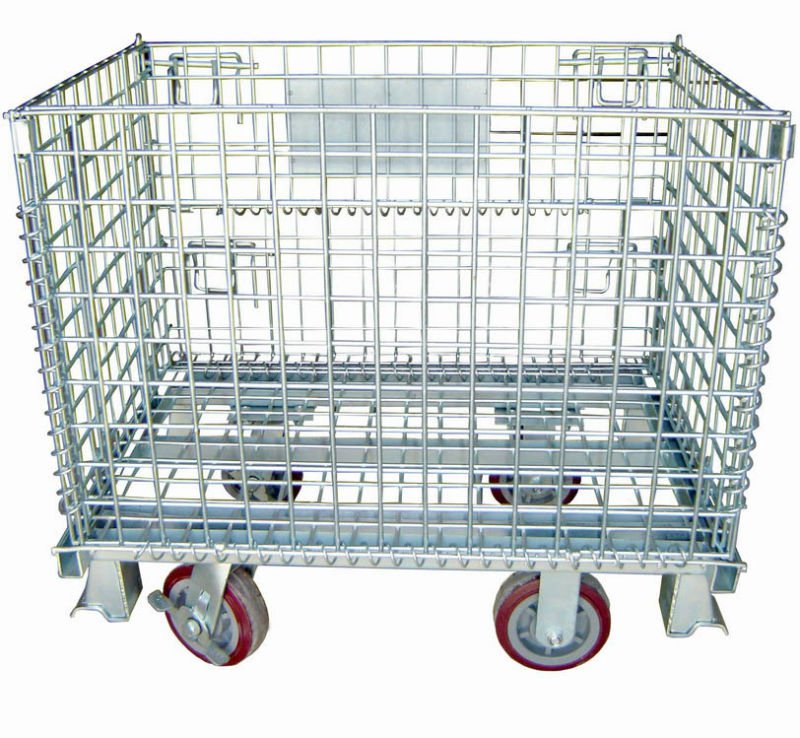 folding steel wire mesh warehouse storage cage