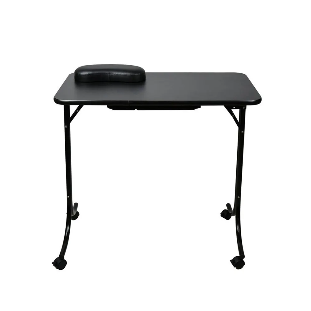 Ultra luxury modern portable folding mobile salon furniture black white nail table manicure table