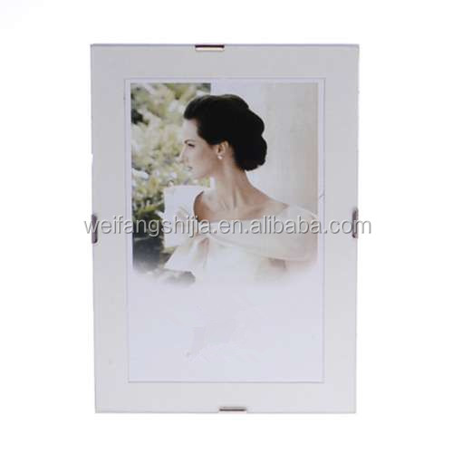 Frameless clip snap glass picture photo frame safe Polished glass or plexiglass clip picture photo frame Clip Frame
