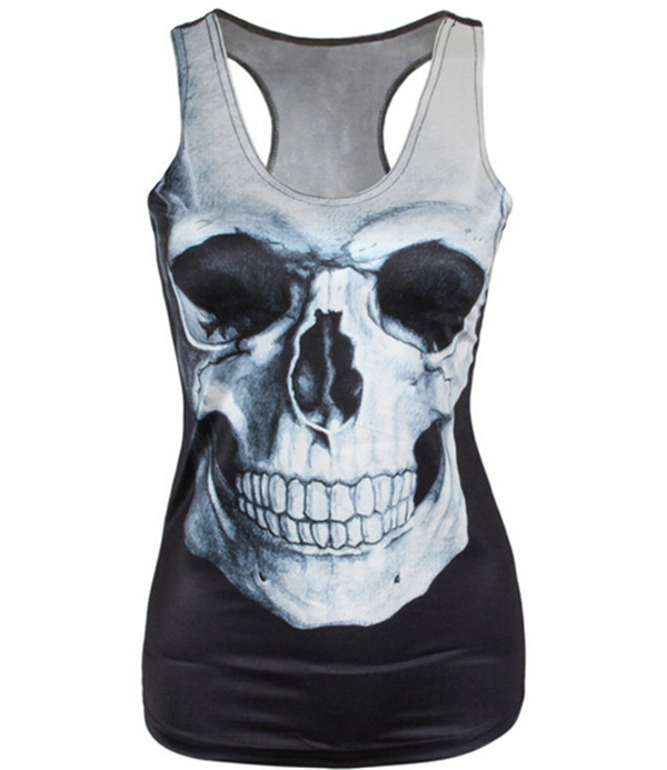 2021 cheap Yiwu 3D skull punk spandex womens workout tank top for sale