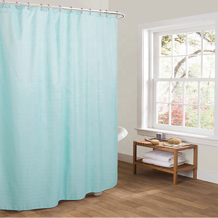 Fashion design logo printed waterproof portable custom polyester shower curtain