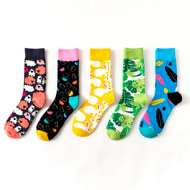 Custom 3d colorful cartoon animal leaves printed cotton tube baby children cute socks