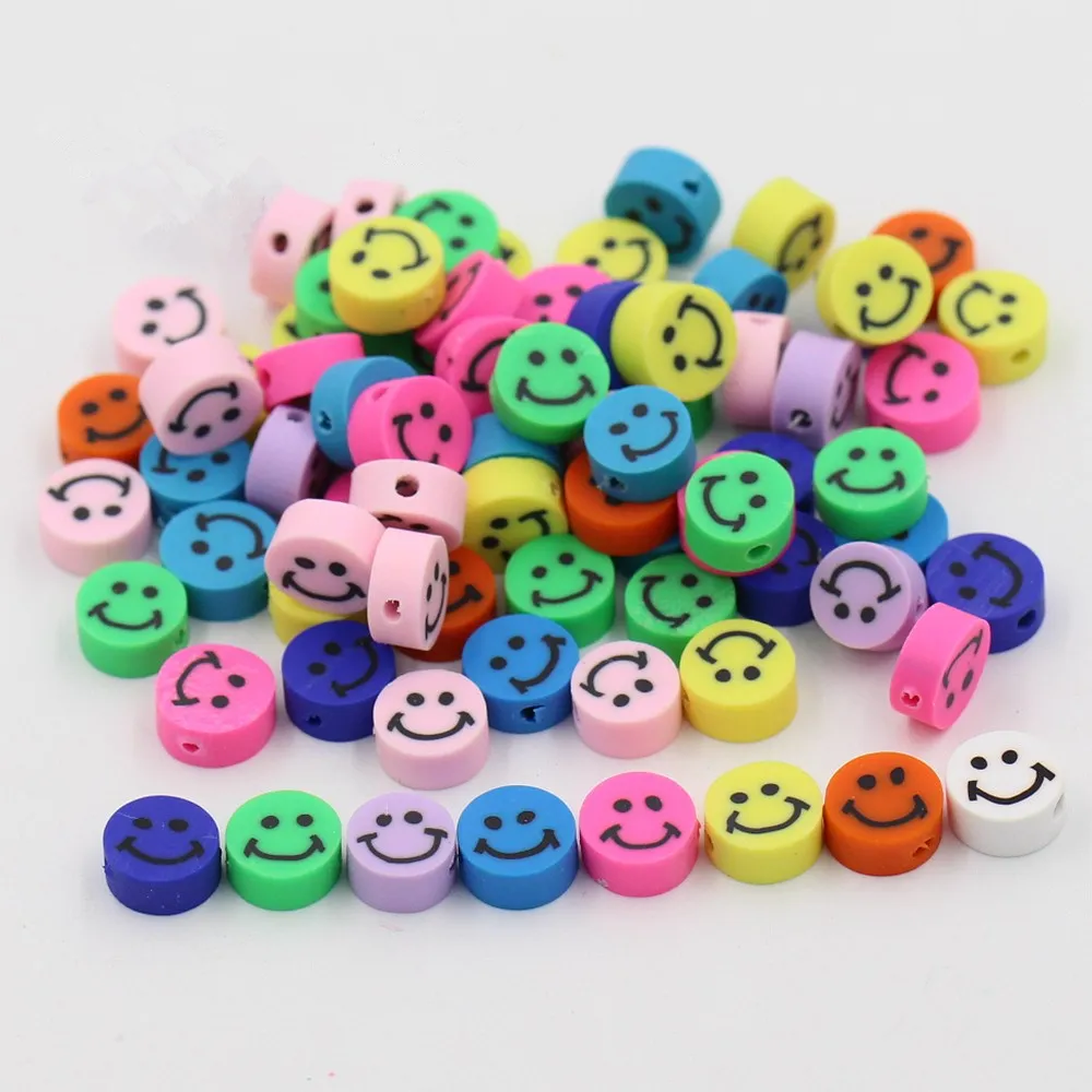 10 mm Polymer Clay Round beads Smile Style Polymer Clay Spacer Loose Beads For DIY Bracelet Necklace Accessories