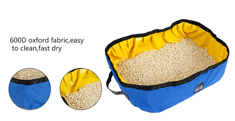 Manufacturer wholesale free sample custom logo PVC oxford waterproof foldable carrier portable cat litter box