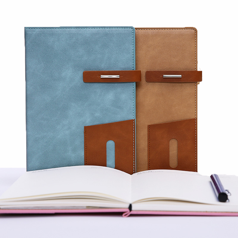Diary Book Simple A5 Leather Business Notebook Meeting Record With Buckle Small Fresh Office Supplies Thickening Work Notebook