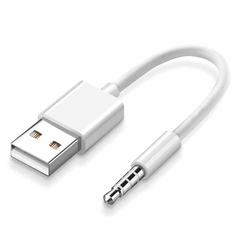 High Compatible White PVC 10cm Data Charging USB to AUX Converter Cable for Stereo