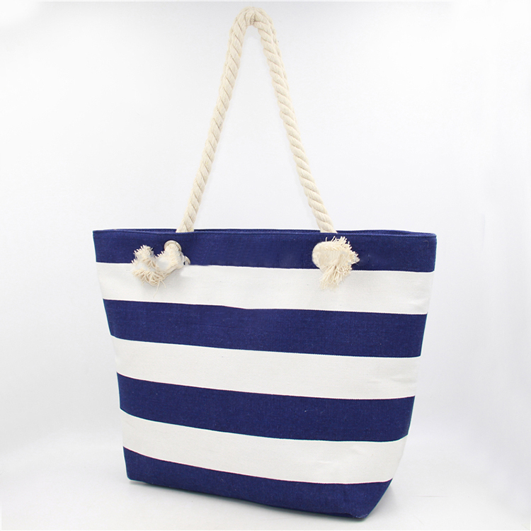 Изготовленный на заказ логотип хлопок холст леди веревка ручка tote Пляжная сумка с принтом