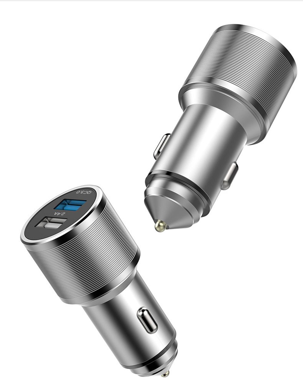 2019 продвижение роскошный 30W быстрое зарядное устройство QC 3,0 Dual USB Автомобильное зарядное устройство автомобильное зарядное устройство из алюминиевого сплава