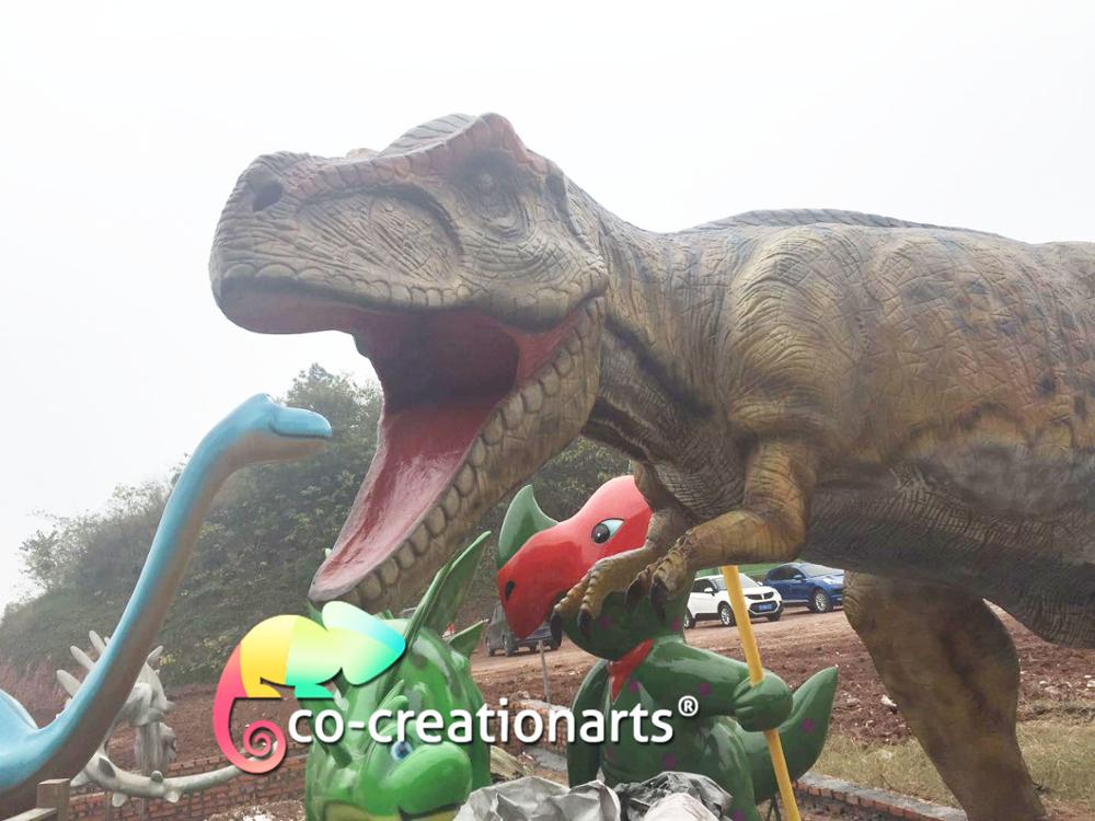 Zigong Co-Creation Arts Парк Юрского периода Реалистичная аниматронная модель динозавра T rex для горячей продажи