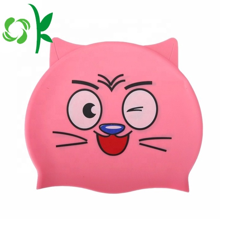 OKSILICONE силиконовые Шапки для плавания с котом для длинных волос, водонепроницаемая шапка с индивидуальным рисунком для плавания, индивидуальный мультяшный силиконовый головной убор