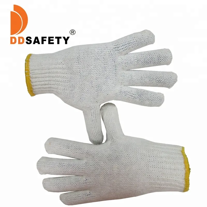 DDSAFETY 2019 Luvas De Algodao 7 Gauge Bleach Cotton Polyester String Knitted Safety Gloves