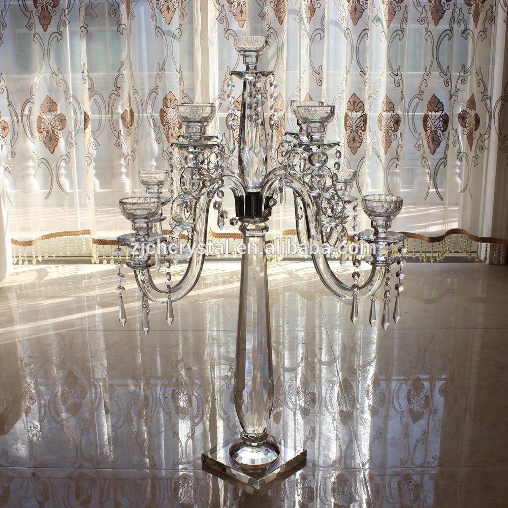 Роскошный дизайнерский Высокий 9 свечей Свадебный хрустальный стол votive candelabra для свадебного стола центральный Декор