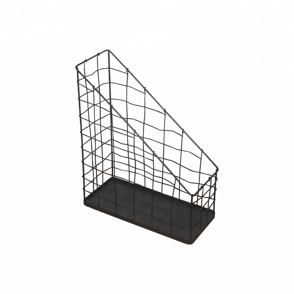 Office Desk Document Letter Organizer, Grid Wire Magazine File Holder,Black