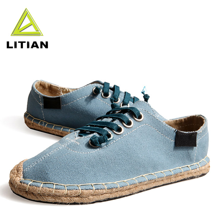 Men Casual Slip On Flat hemp rope Weave Shoes Casual Espadrilles Shoes Boat