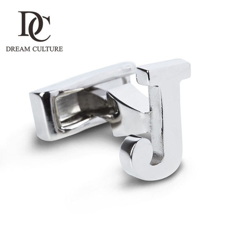 Wholesale price popular custom metal J letter shape men's custom cufflinks