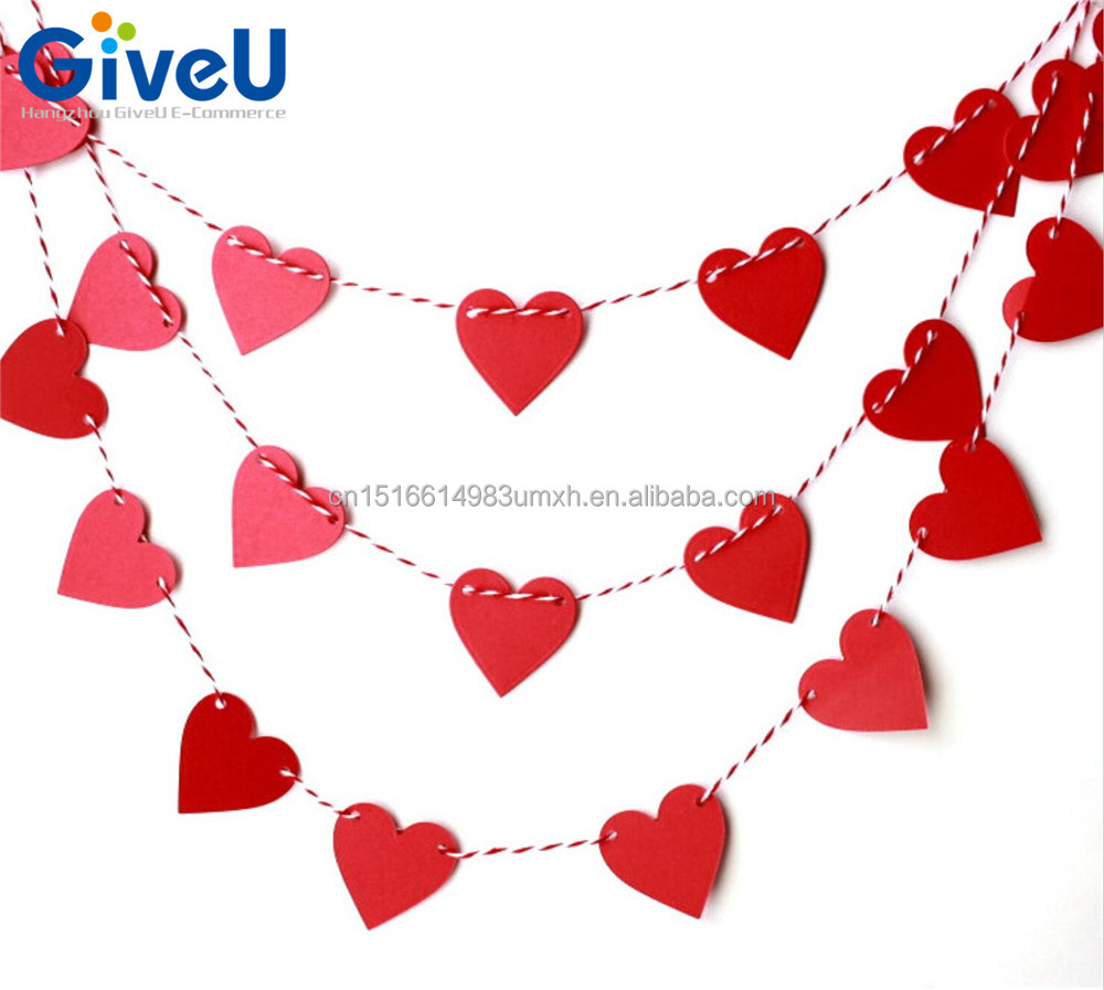 Украшение на День святого Валентина GiveU, 1 метр, сделай сам, свадебная Бумажная гирлянда в форме сердца