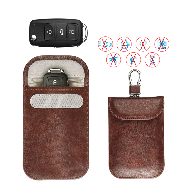 Оптовая продажа Пользовательский логотип кожаный Rfid блок чехол автомобильный ключ защитный чехол Блокировка сигнала Автомобильный ключ чехол