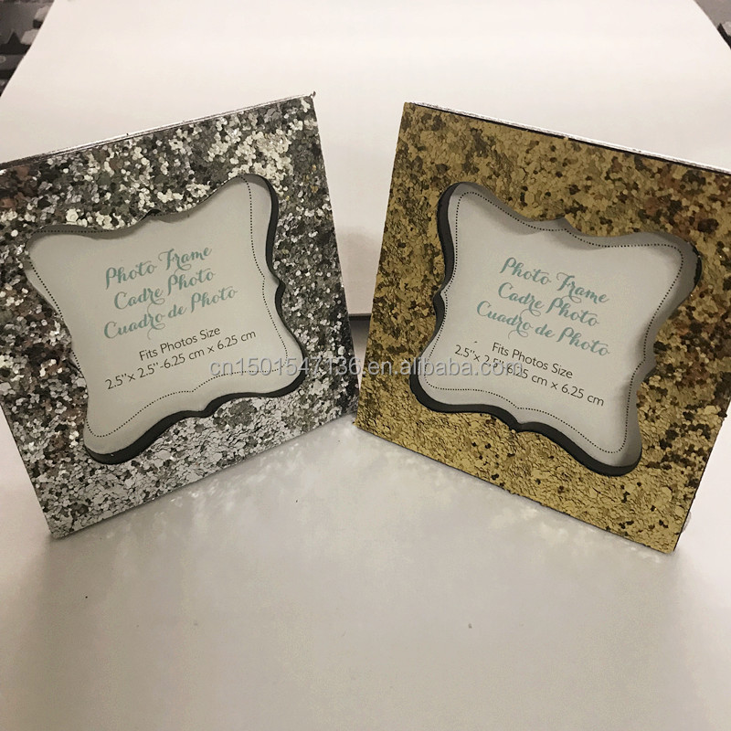 "All that Glitters" Gold and Sliver Glitter Frame for wedding favors