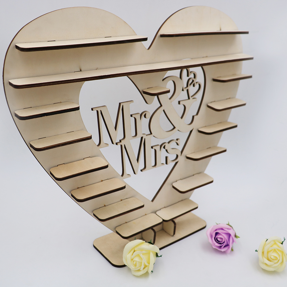 Solistar Свадебная подставка для шоколада Mr & Mrs, деревянная подставка для украшения шоколада в форме сердца