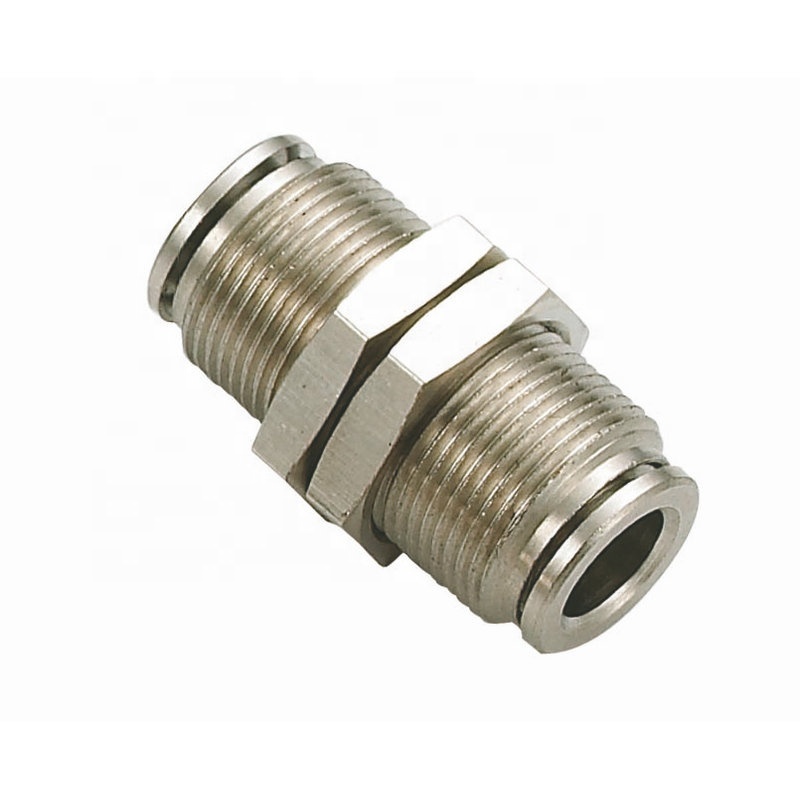 Superior Quality Brass Plated Nickel Bulkhead Union Pneumatic Connector air Fitting