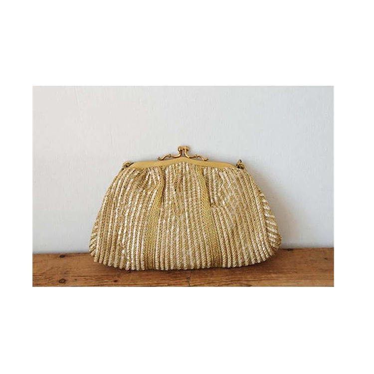 2019 new design vintage gold woven satin evening Clutch Bag for ladies