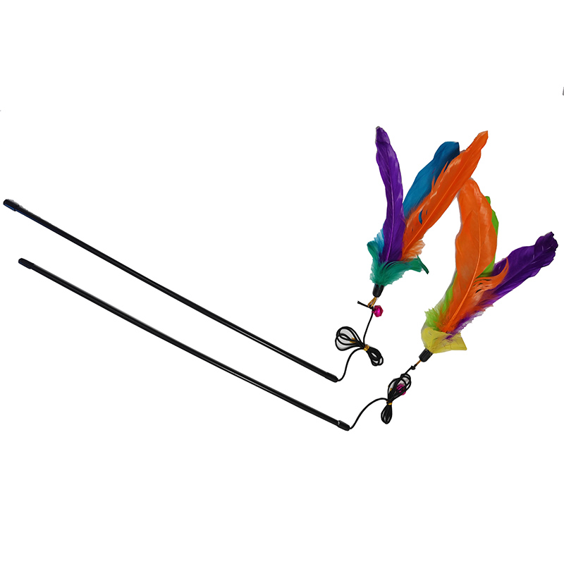 Retractable Cat Toys Wand 2 Wands & 9 Assorted Teaser Refills, Interactive Feather Teaser Wand Toy