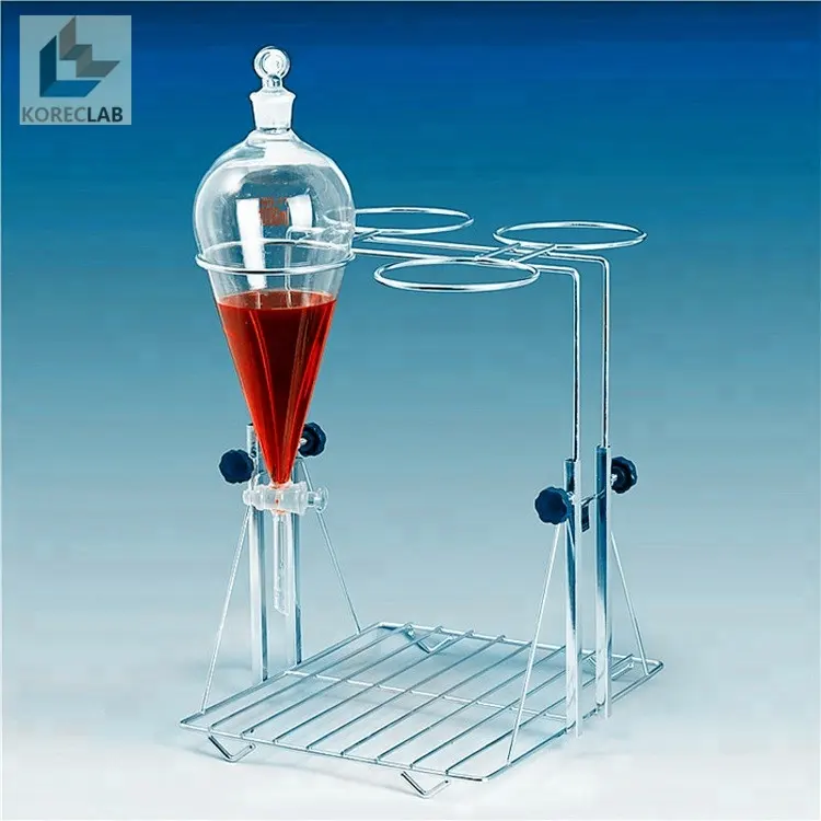 4 Holes Lab Labrotatory Stainless Steel Separating Funnel 1000ml Stand and Clamps