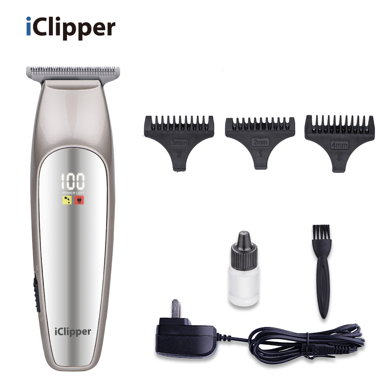 IClipper-M2s Профессиональный парикмахерский Электрический перезаряжаемый беспроводной мини-триммер для волос с ЖК-дисплеем