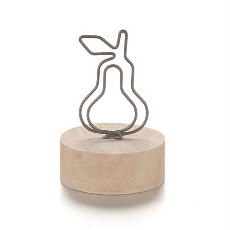 Manufacture Custom wooden base metal clip bottle gourd card holder