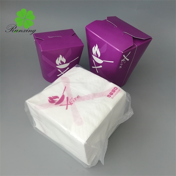 Take away restaurant food package table folding Logo printed custom tissue paper