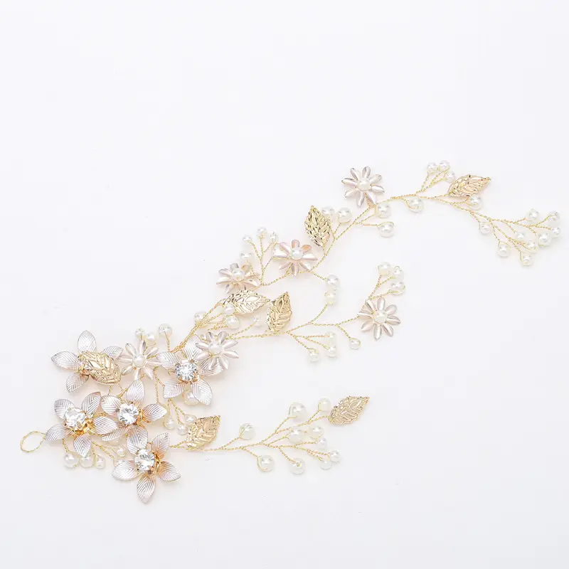 New Design Crystal Freshwater Pearl Artificial Flower Head Wear Hair Comb