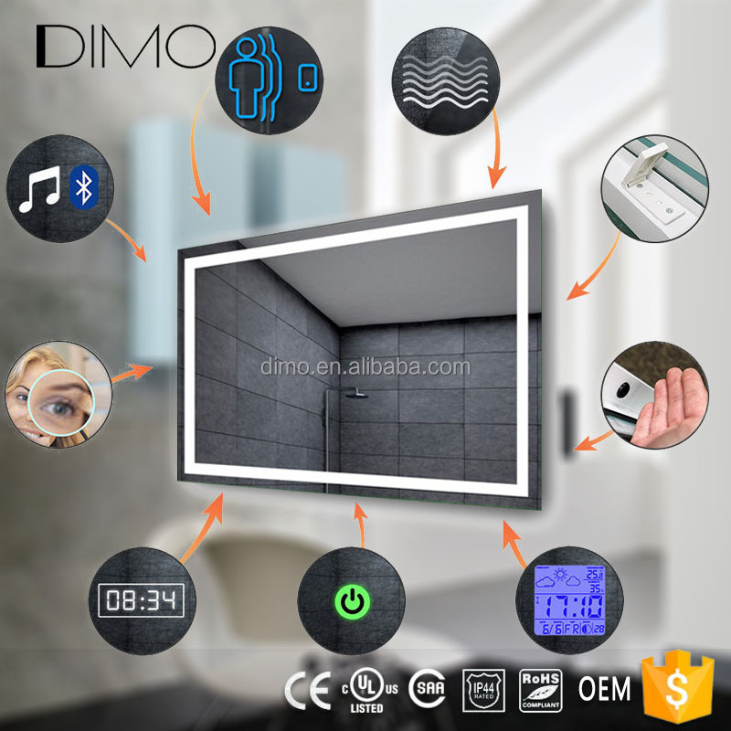 LED подсветкой ванная комната сенсорный экран smart зеркало цена с Bluetooth/радио/часы/температура