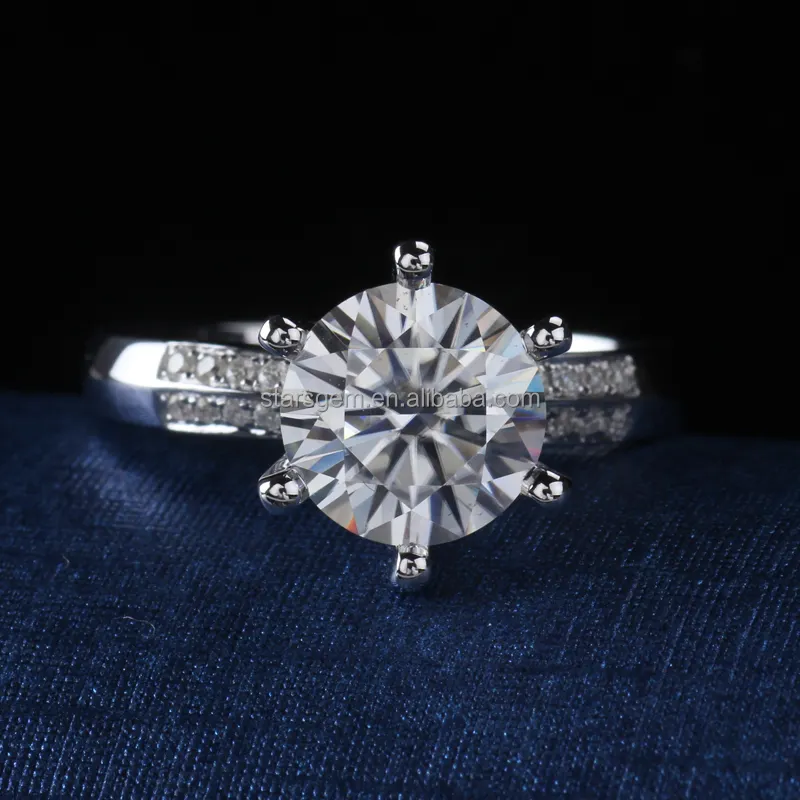 18k white gold engagement ring for 2 carat round moissanite ring