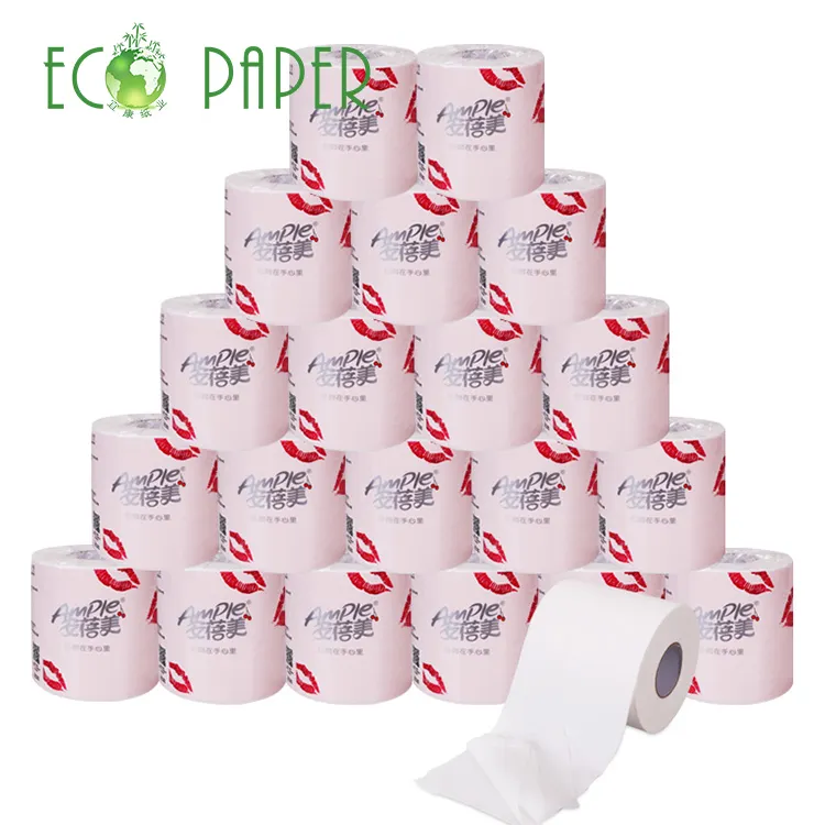 Paper Tissue Roll Layer Printed Core Bathroom Tissue Toilet Paper Roll Bamboo Pulp Eco Roll Plain Hot Sale 3 Ply White 100% Virgin Pulp 120g/roll