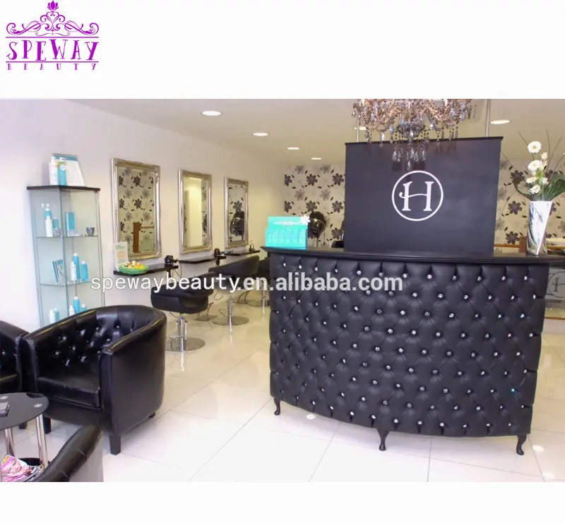 2021 modern curve Front Counter reception desk for beauty hair salon