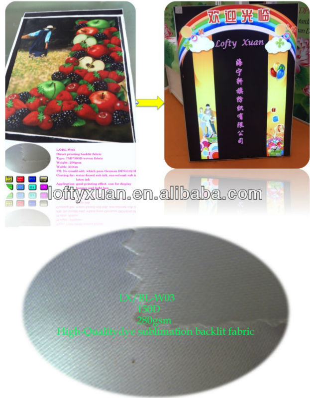 High Quality direct sublimation light box fabric
